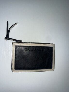 Marc Jacobs Black and Cream Leather Zip Card Case